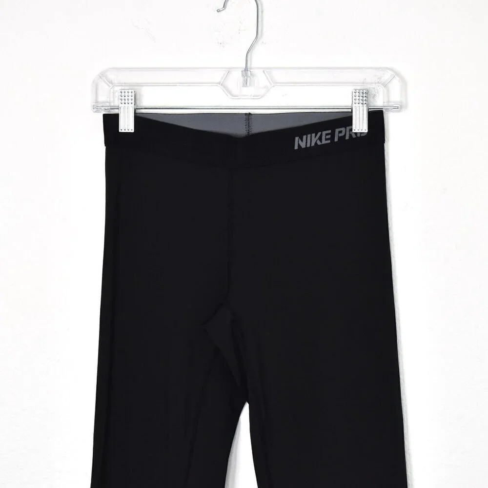 Nike Pro Dri Fit Crop Leggings Sz S Low Rise Sporty Workout Gym Athleisure Black